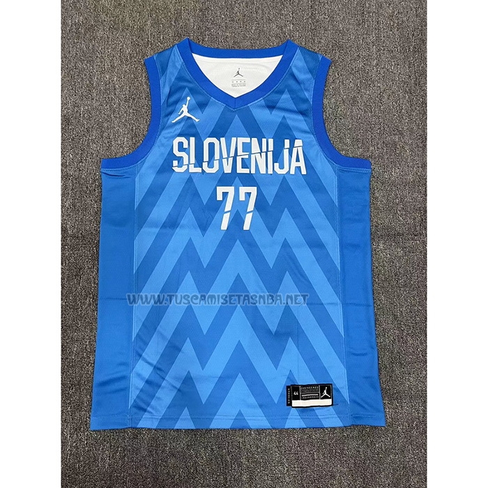 Camiseta Luka Doncic NO 77 Slovenia Segunda Azul